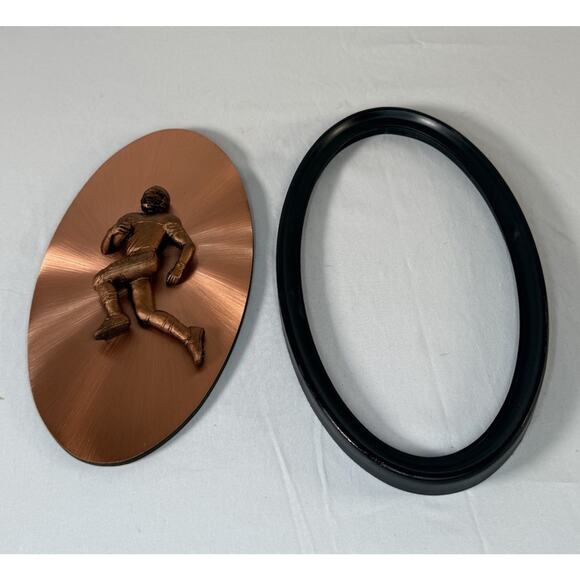 Copperama Football Male Player Wall Plaque 3-D copper art w/Frame, 85-29 - Picture 3 of 9